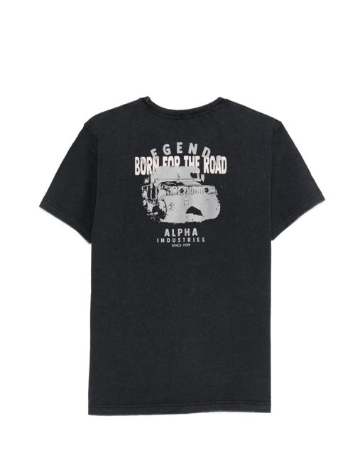 T-shirt uomo Alpha Industries nera con logo stampato Alpha Industries | 26652003
